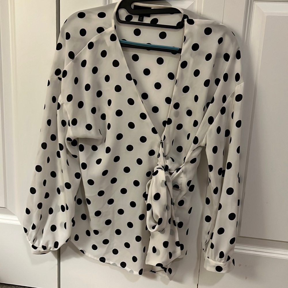 Polka Dot Wrap Medium Blouse
